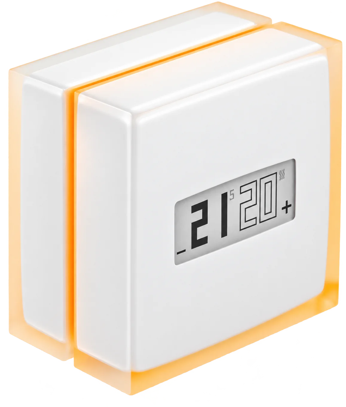 Thermostat connecté blanc à affichage numérique de la température